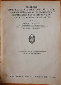 D. C. Geijskes: Beiträge zur Kenntnis der europäischen Spinnmilben (Acari, Tetranychidae), mit besonderer Berücksichtigung der niederländischen Arten